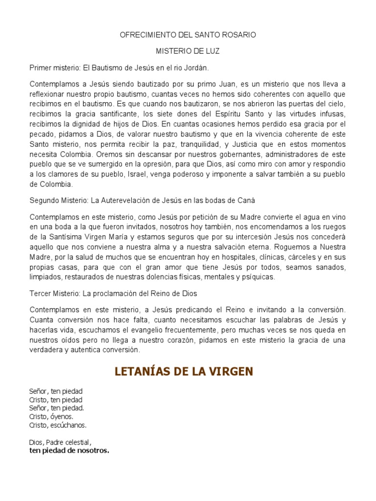 Ofrecimiento del Santo Rosario Completo | PDF | María, madre de Jesús