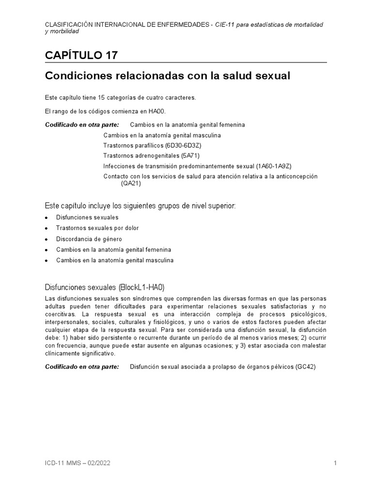 ICD11 - MMS Es 17 | PDF | Orgasmo | Trastorno mental