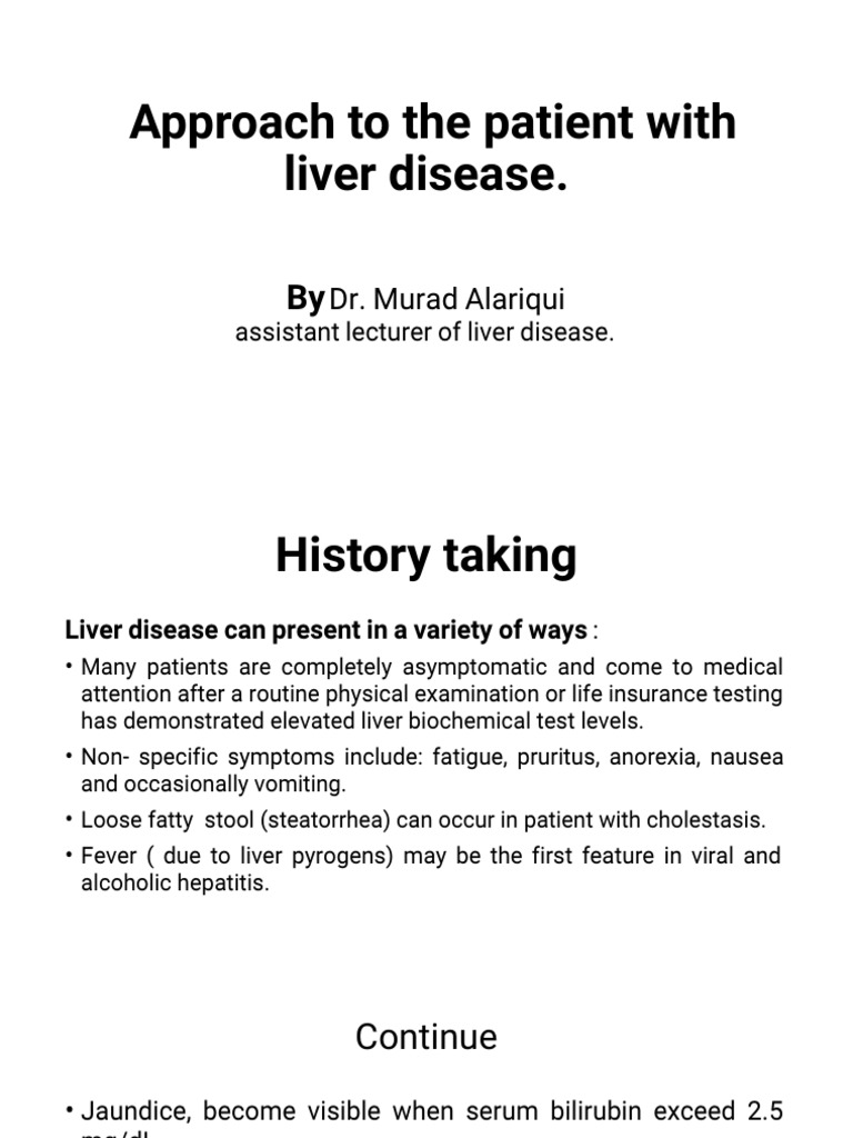 Approach to the patient with liver disease PDF Hepatitis Alanine