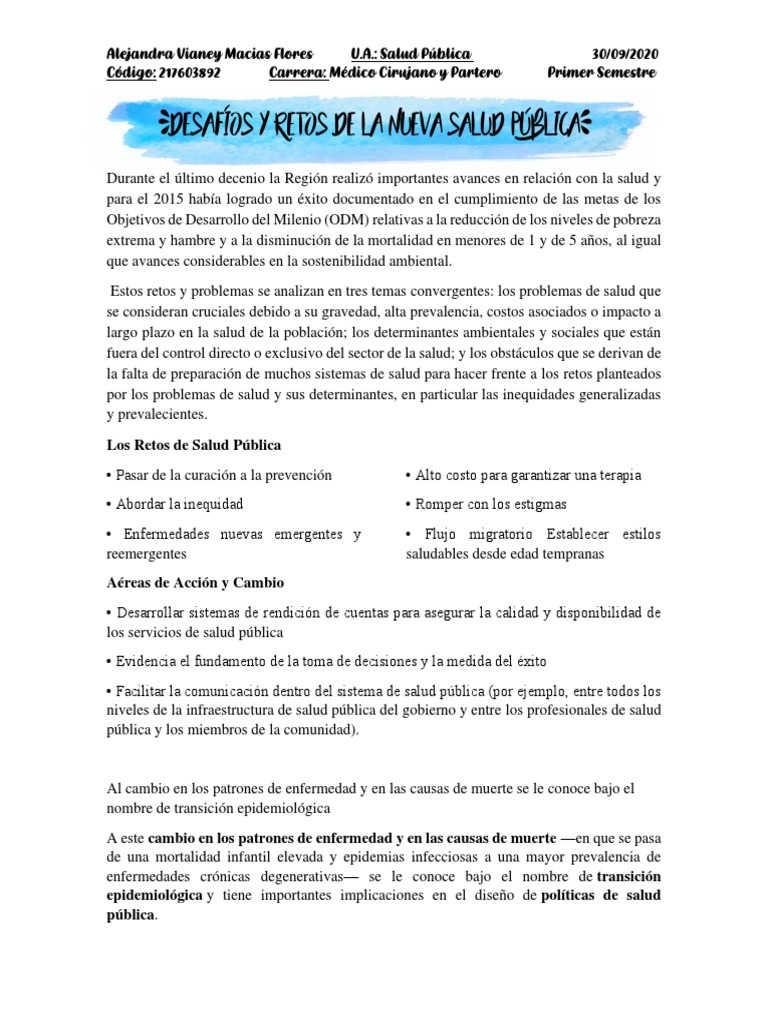 Desafíos y Retos de La Nueva Salud Pública AVMF | PDF | Epidemiología ...