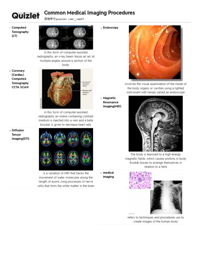 Common Medical Imaging Procedures PDF Medical Imaging Radiography
