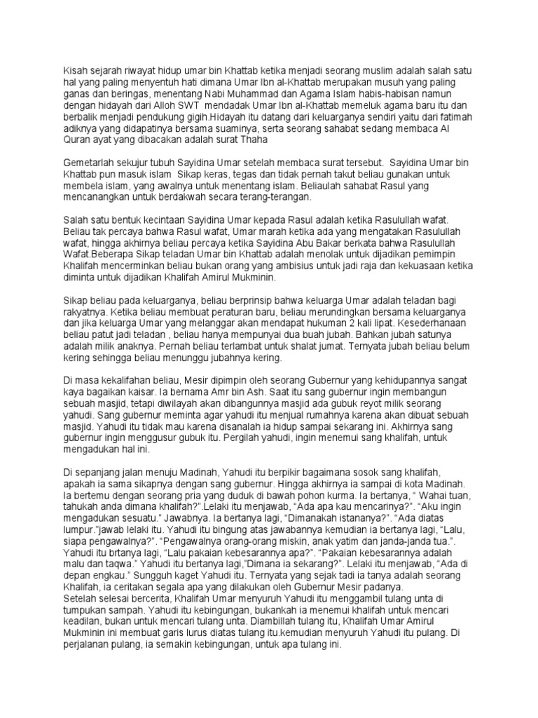 Kisah Hidup Umar Bin Khattab yang Inspiratif
