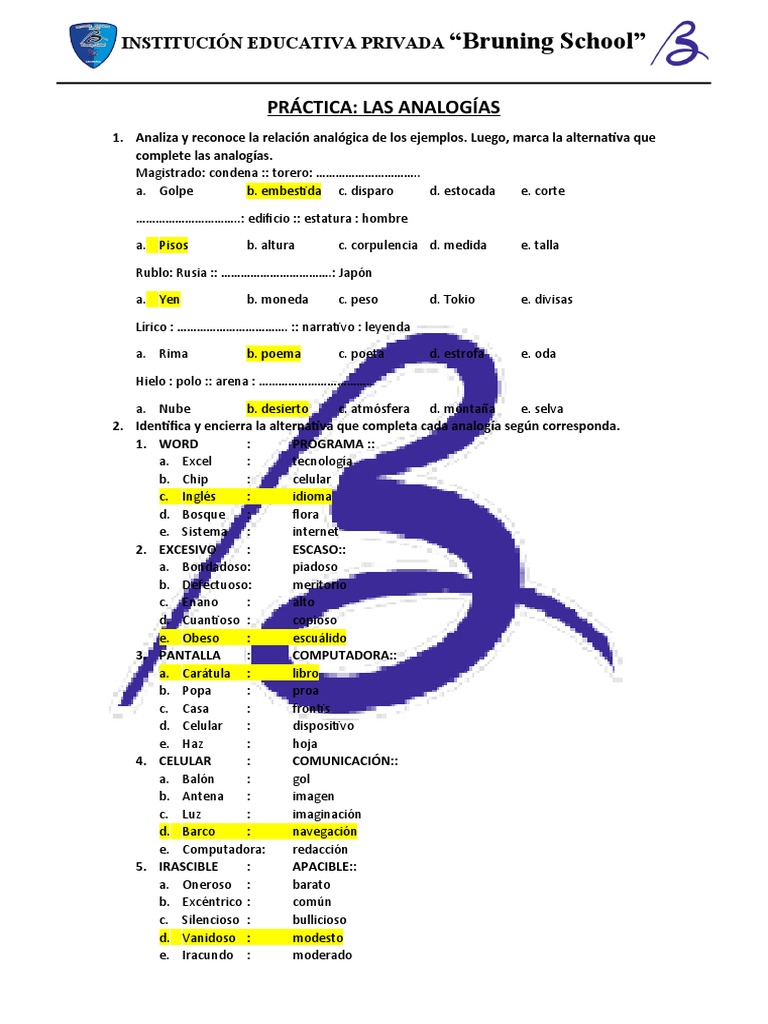 Ejercicios de Analogías para Estudiantes | PDF
