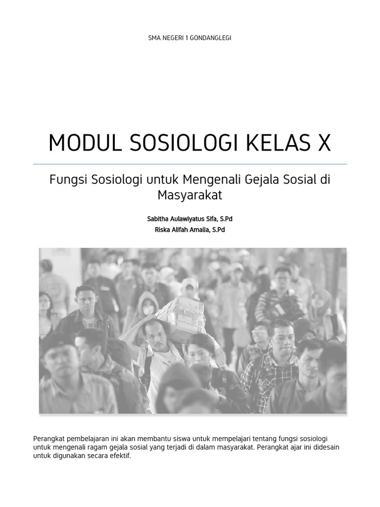 Modul Fungsi Sosiologi Dalam Ragam Gejala Sosial PDF
