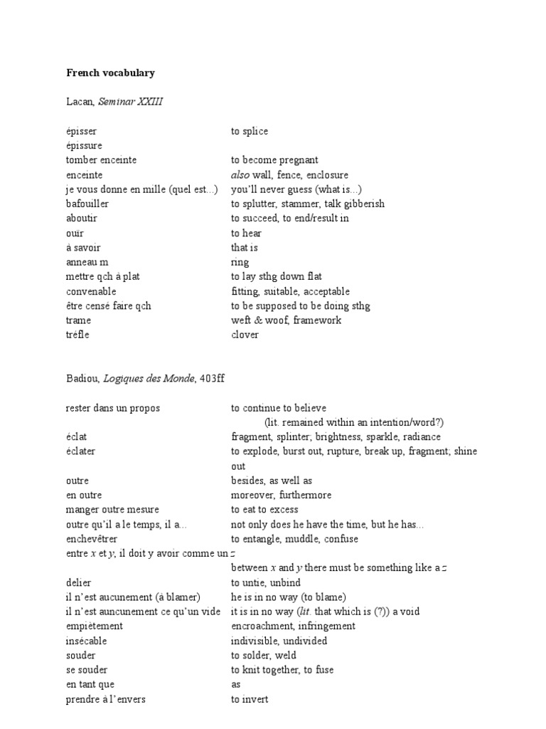 French Vocabulary Essentials | PDF | Violence