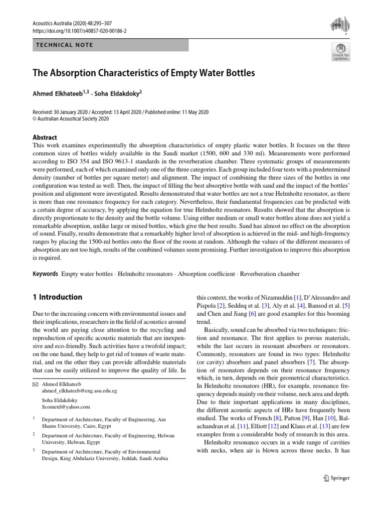 The Absorption Characteristics of Empty Water Bottles PDF