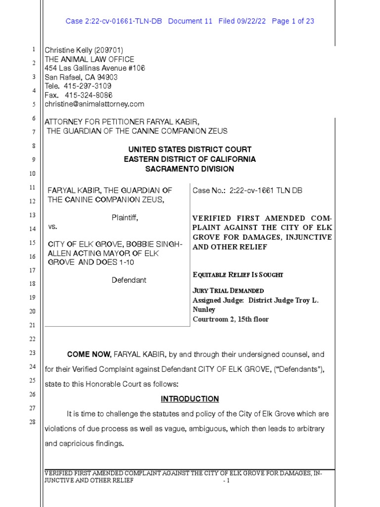 Elk grove amended complaint pdf complaint fourteenth amendment to
