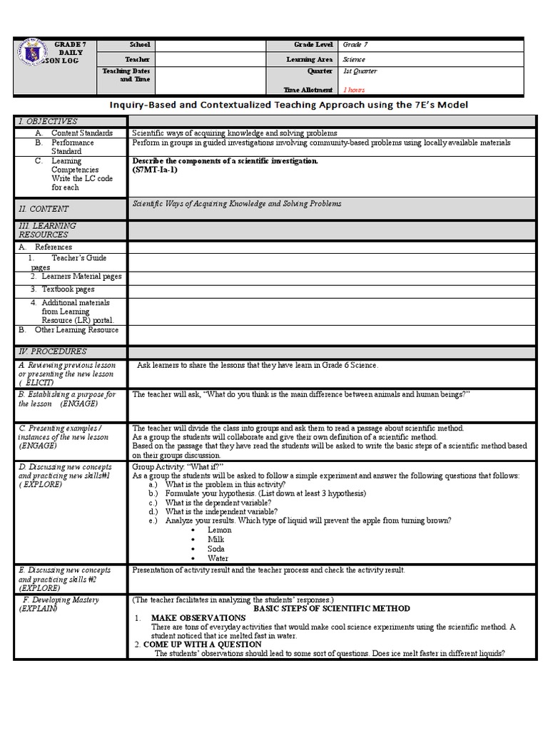7th Grade Scientific Method Lesson Plan | PDF | Experiment | Scientific ...