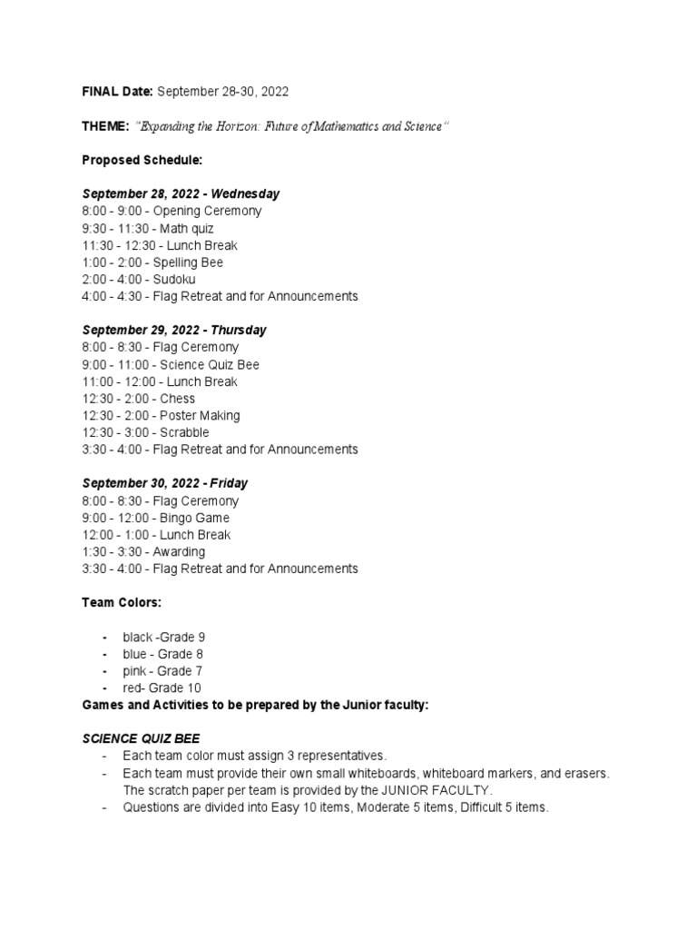 Future of Math and Science Event Schedule | PDF | Home & Garden