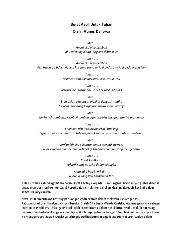 Surat Kecil Untuk Tuhan PDF