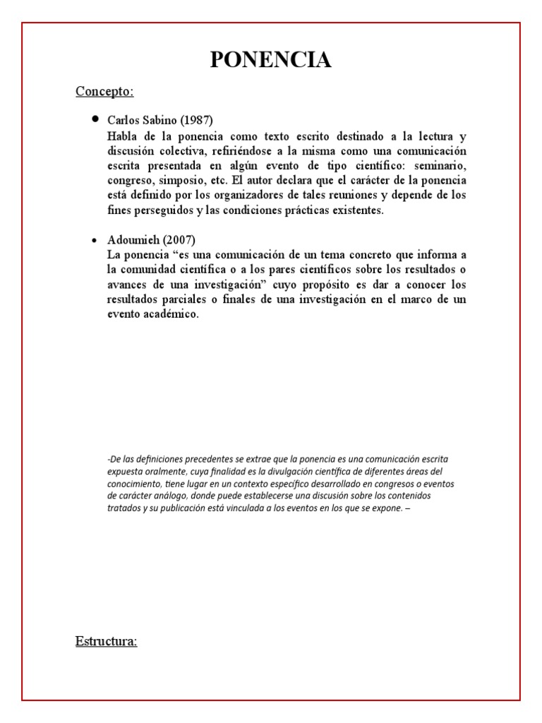 Estructura y objetivos de una ponencia | PDF | Crecimiento personal y ...