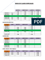 Horarios de Clases Especiales