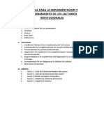Manual para La Implementacion y Funcionamiento de Los Lactarios Institucionales
