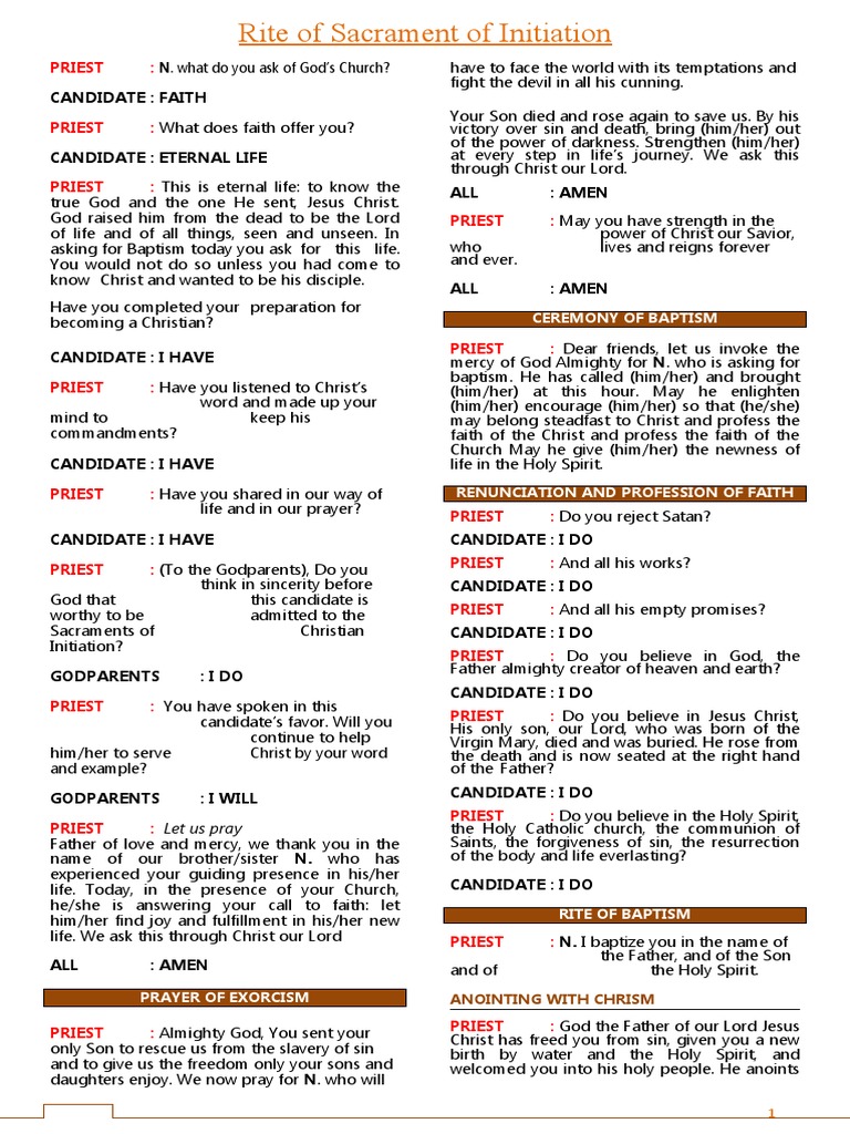Catholic Rite of Baptism and Confirmation | PDF | Baptism | Jesus