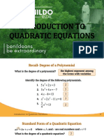 Lesson 1 Introduction To Quadratic Equation
