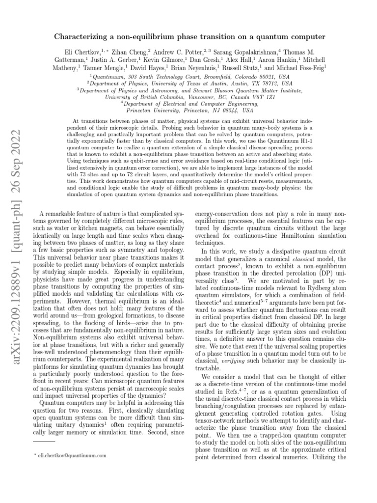 Non-Equilibrium Phase Transition on Quantum Computer | PDF | Quantum ...