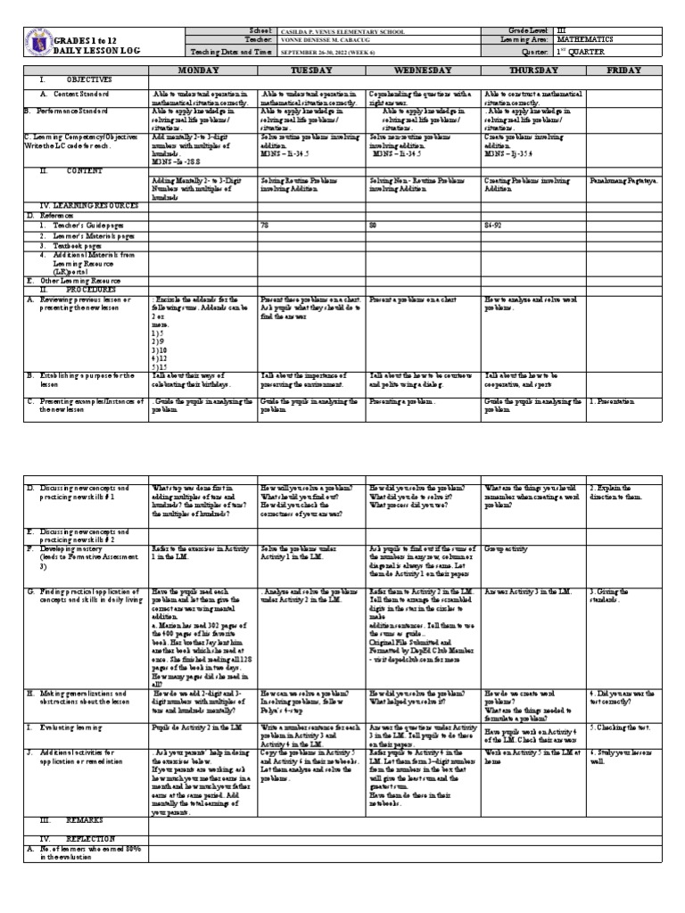 Dll mathematics 3 q1 w6 pdf learning books