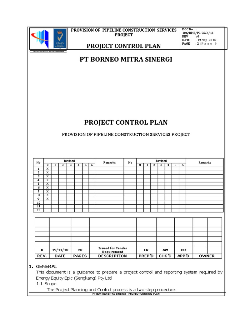 Project Control Plan PDF Procurement Business