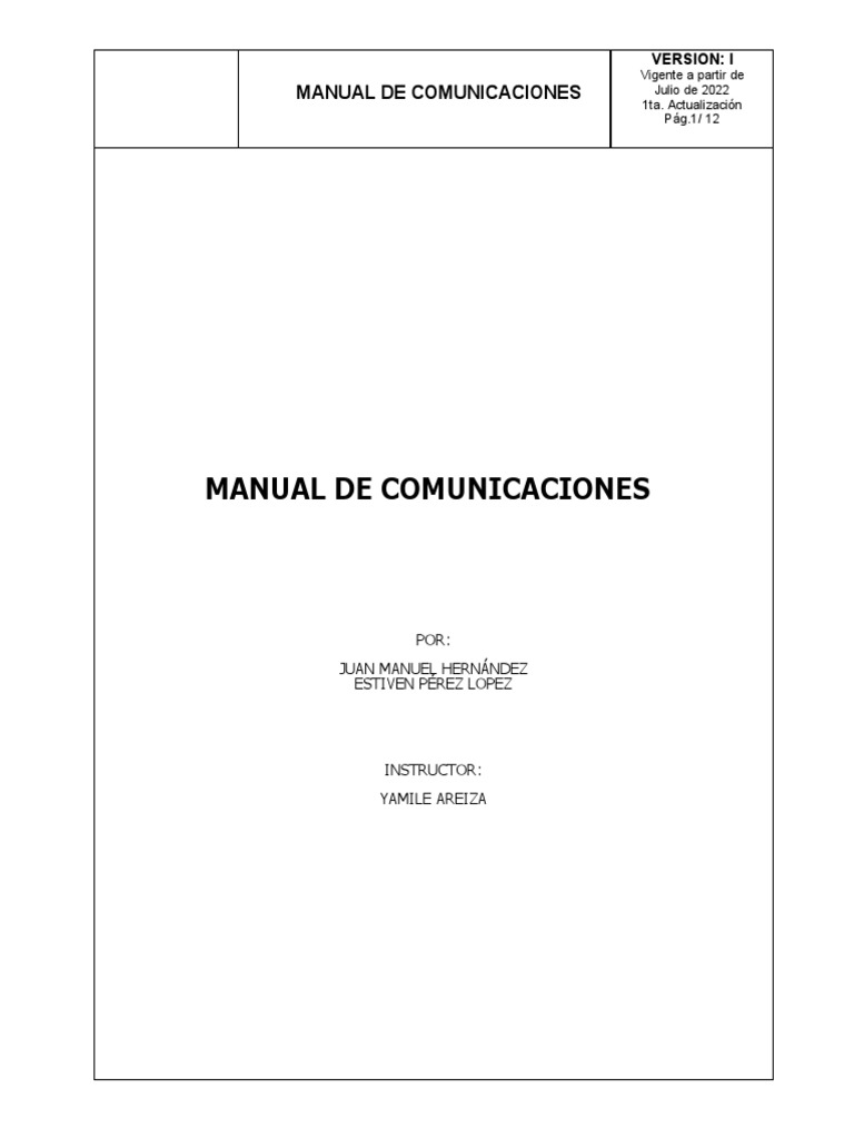 Manual de Comunicaciones Terminado | PDF | Tecnología de información y ...