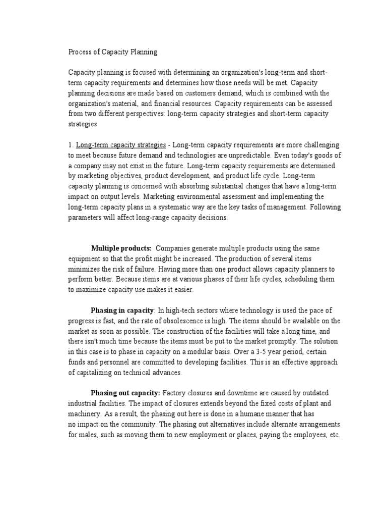 Process of Capacity Planning 1 | PDF