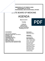 PA State Board of Medicine Agenda