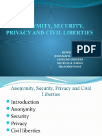 Anonymity, Security, Privacy and Civil Liberties