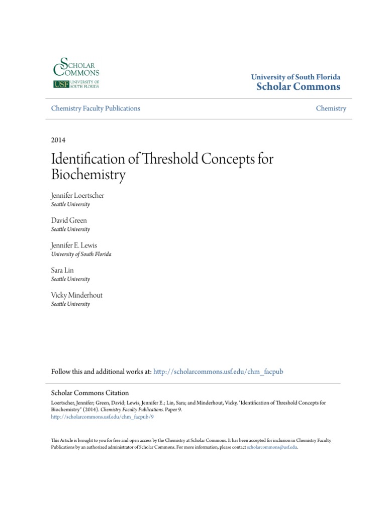 Identification of Threshold Concepts For Biochemistry PDF Focus