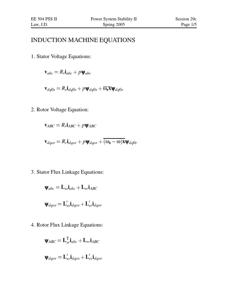 Induction Machine Equations | PDF | Machines | Propulsion