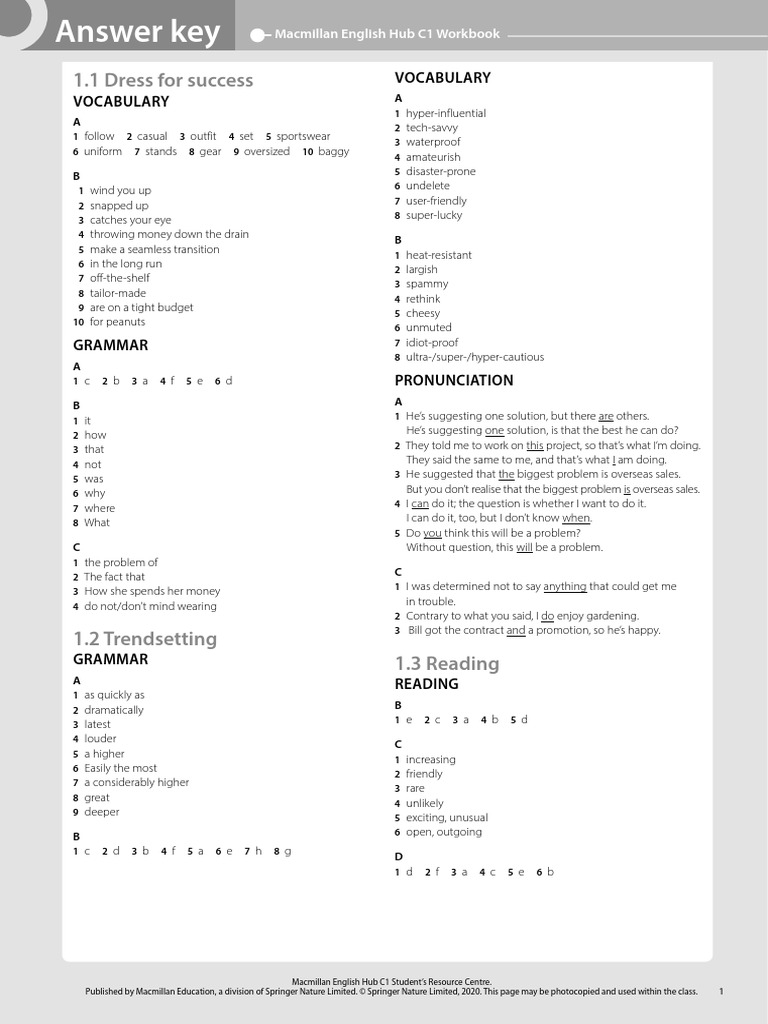 MEH C1 Workbook Answer Key | PDF | Electric Vehicle