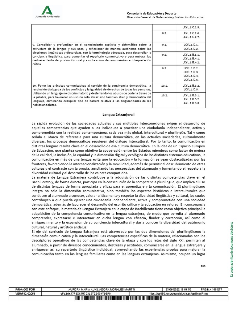 1º Bachillerato - LOMLOE | PDF | Plan de estudios | Aprendizaje