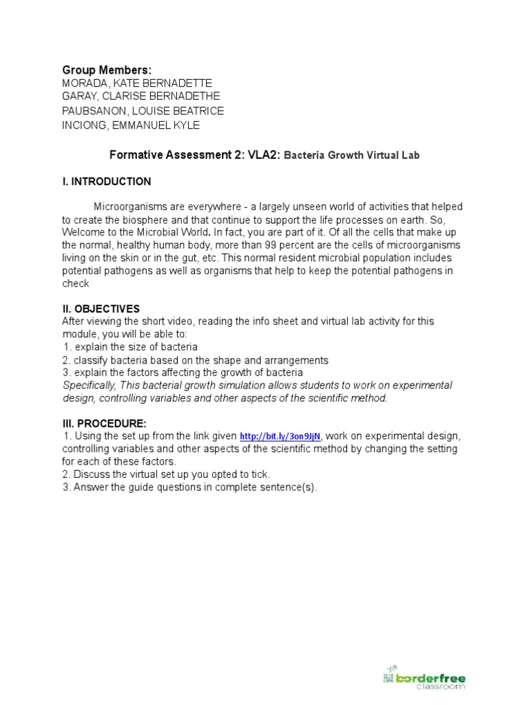 Bacteria Growth Virtual Lab Overview | PDF | Bacteria | Agar