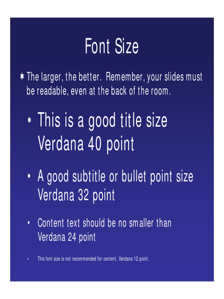 Optimal Font Sizes for Presentations | PDF
