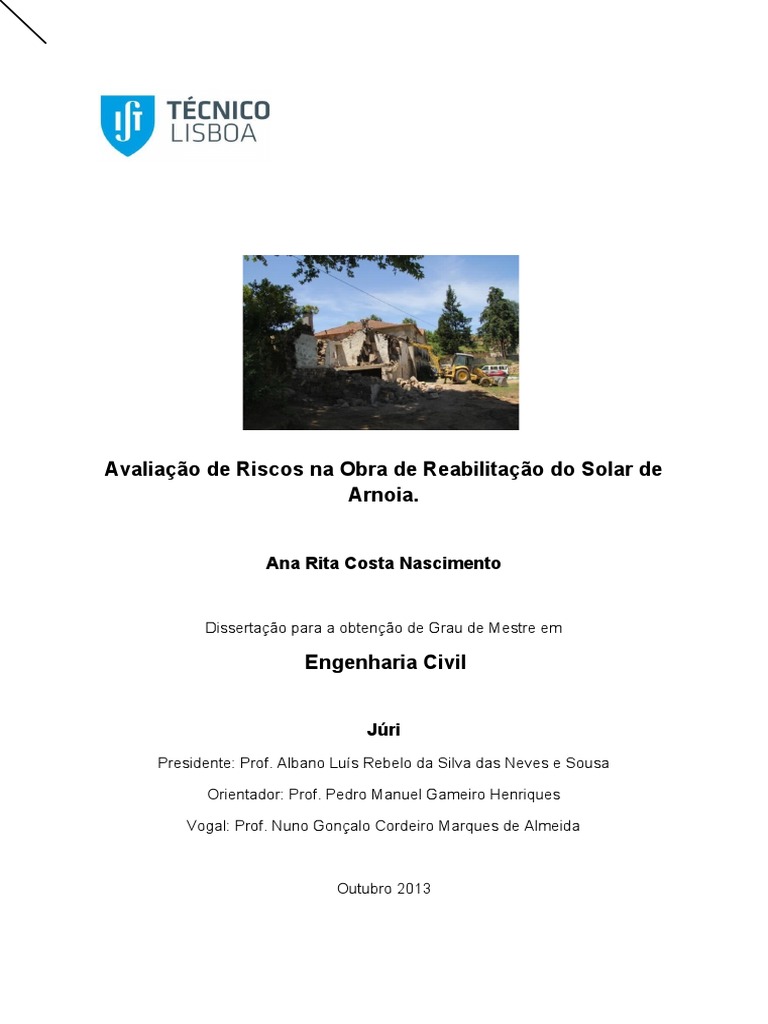 Avalia%C3%A7%C3%A3o De Riscos Na Obra de Reabilita%C3%A7%C3%A3o Do ...