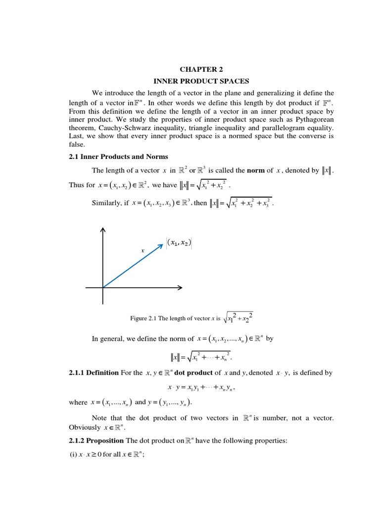 Chapter 2 Inner Product PDF Norm (Mathematics) Vector Space