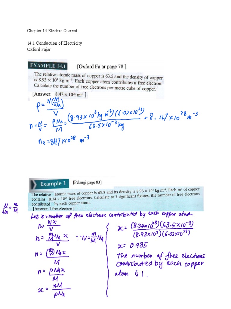 Chapter 14 Electric Current (Examples and Past Year Questions) Sem 2