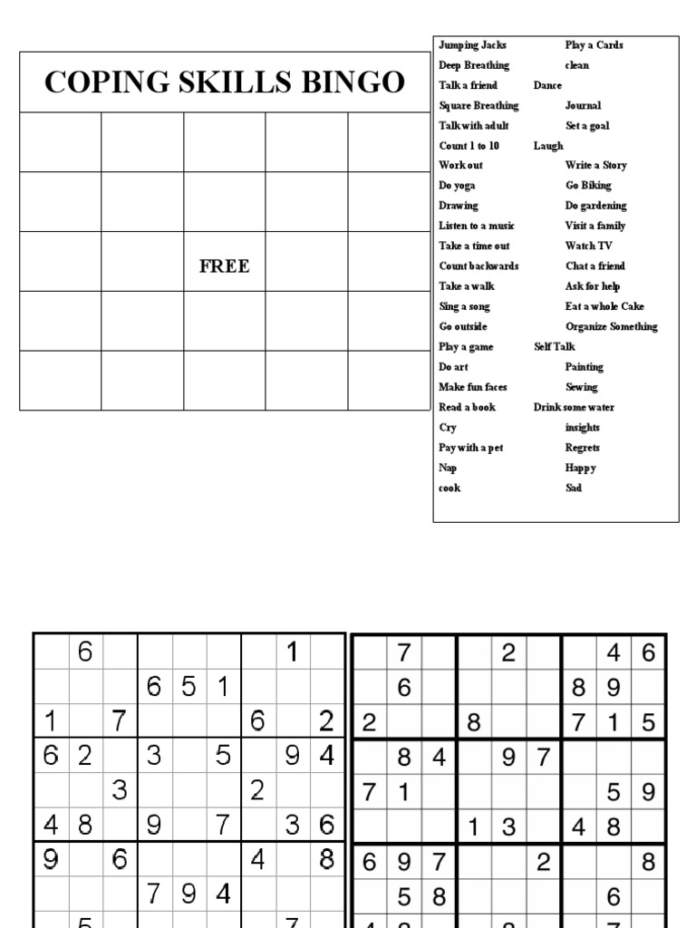 COPING SKILLS BINGO Pfa | PDF