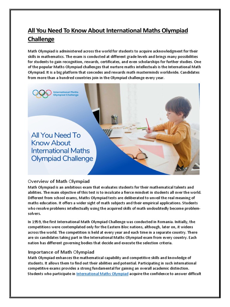 International Maths Olympiad Guide | PDF | Test (Assessment) | Mathematics