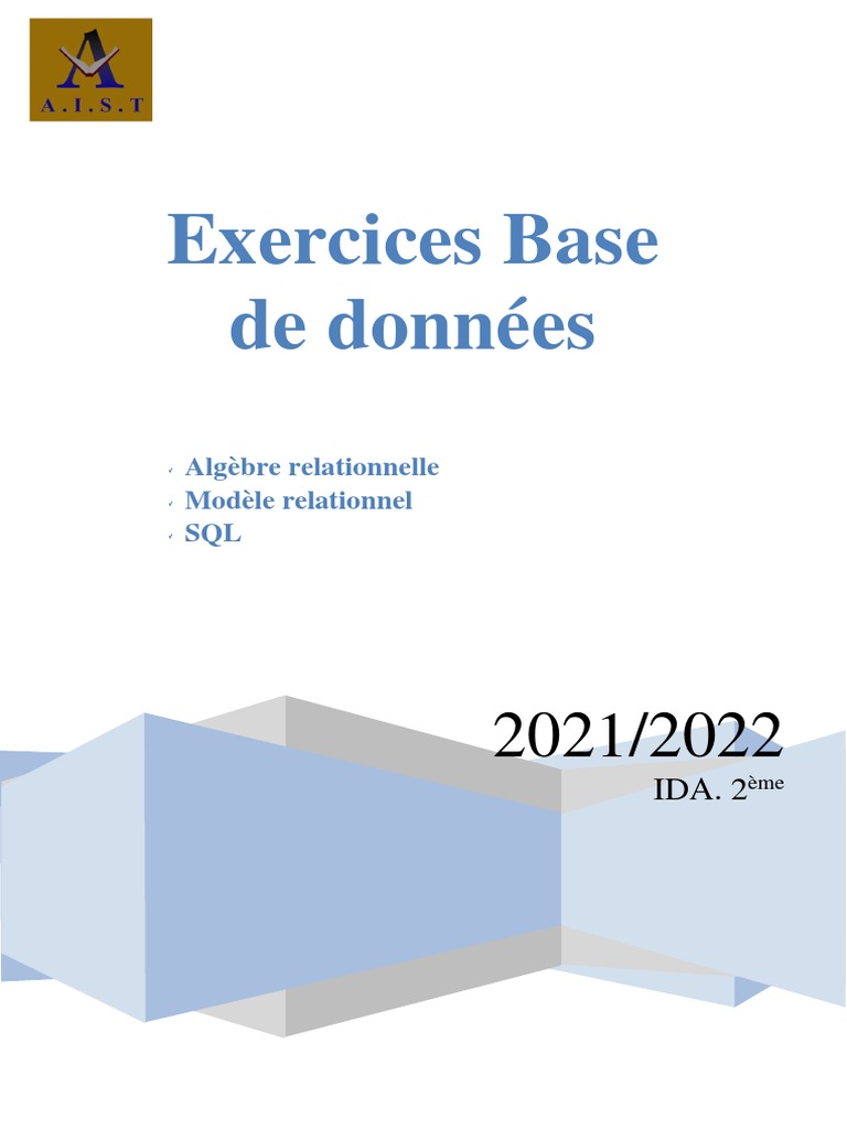 Base De Données Relationnelle Exercices Corrigés – XTYKZS