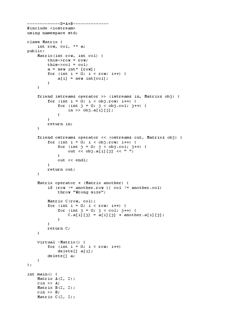 Matrix Download Free PDF Naming Conventions C++