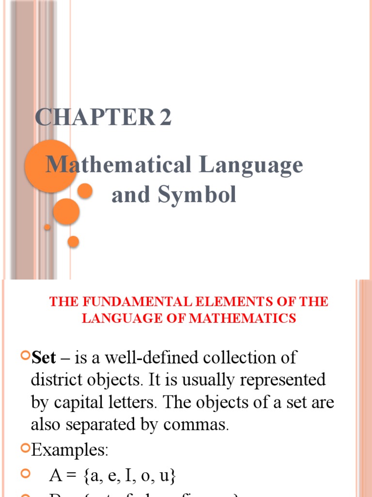 Chapter 2 Mathematical Language and Symbol | PDF | Set (Mathematics ...