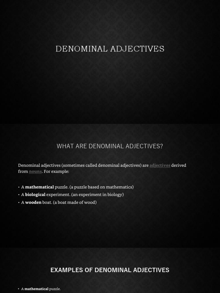Understanding Denominal Adjectives | PDF | Adjective | Noun