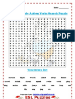 Action Verbs Present Simple Tense Word Search