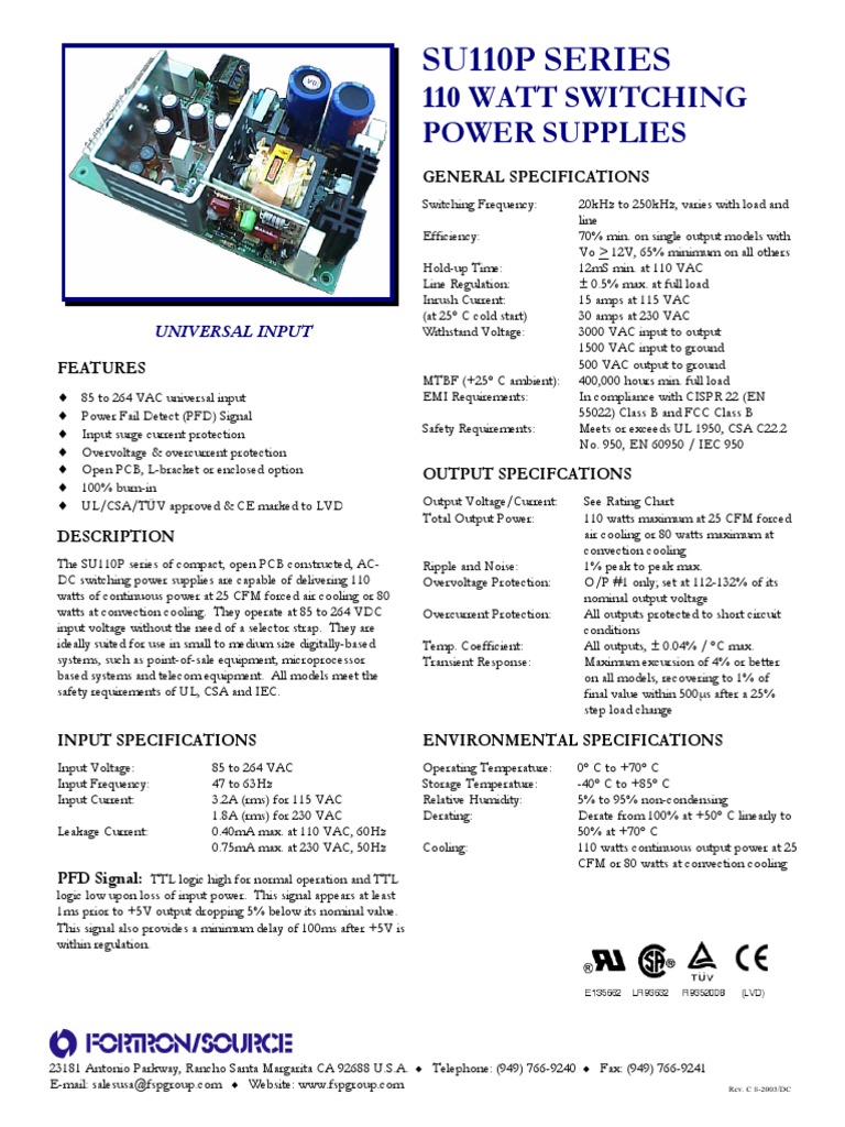 SU110P Series | PDF | Power Supply | Physical Quantities
