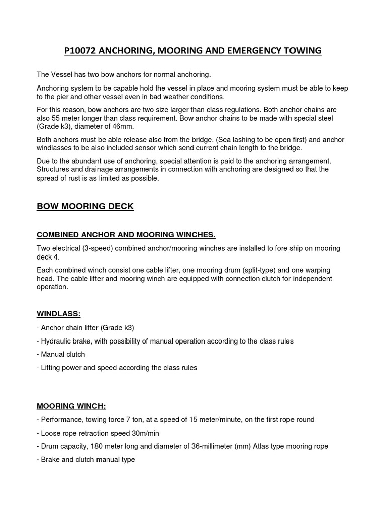 P10072 Anchoring, Mooring and Towing Equipment Inquiry PDF Anchor