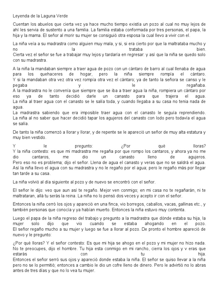 Leyenda de la Laguna Verde Encantada | PDF | María, madre de Jesús