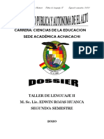 Lic. Edwin Rojas Huanca Dossier Taller de Lengiaje II - 2do - Semestre