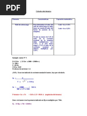 Calculo De Rele Termico Para Motores Calculo Rele Termico Inductor Corriente Electrica