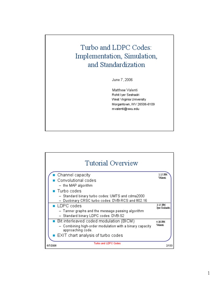 LDPC and Turbo Codes Overview | PDF | Low Density Parity Check Code ...