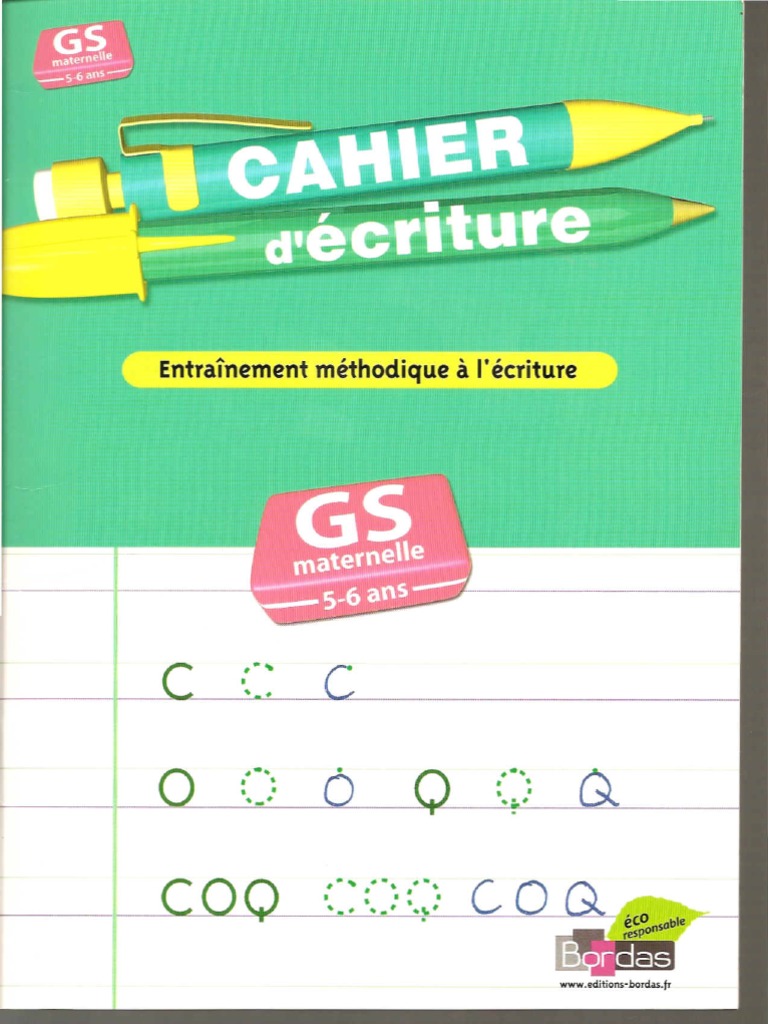 Page De Garde Cahier D'ecriture Gs cahier d' écriture grande section