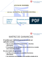 Matriz de ganancias para la toma de decisiones en ingeniería industrial